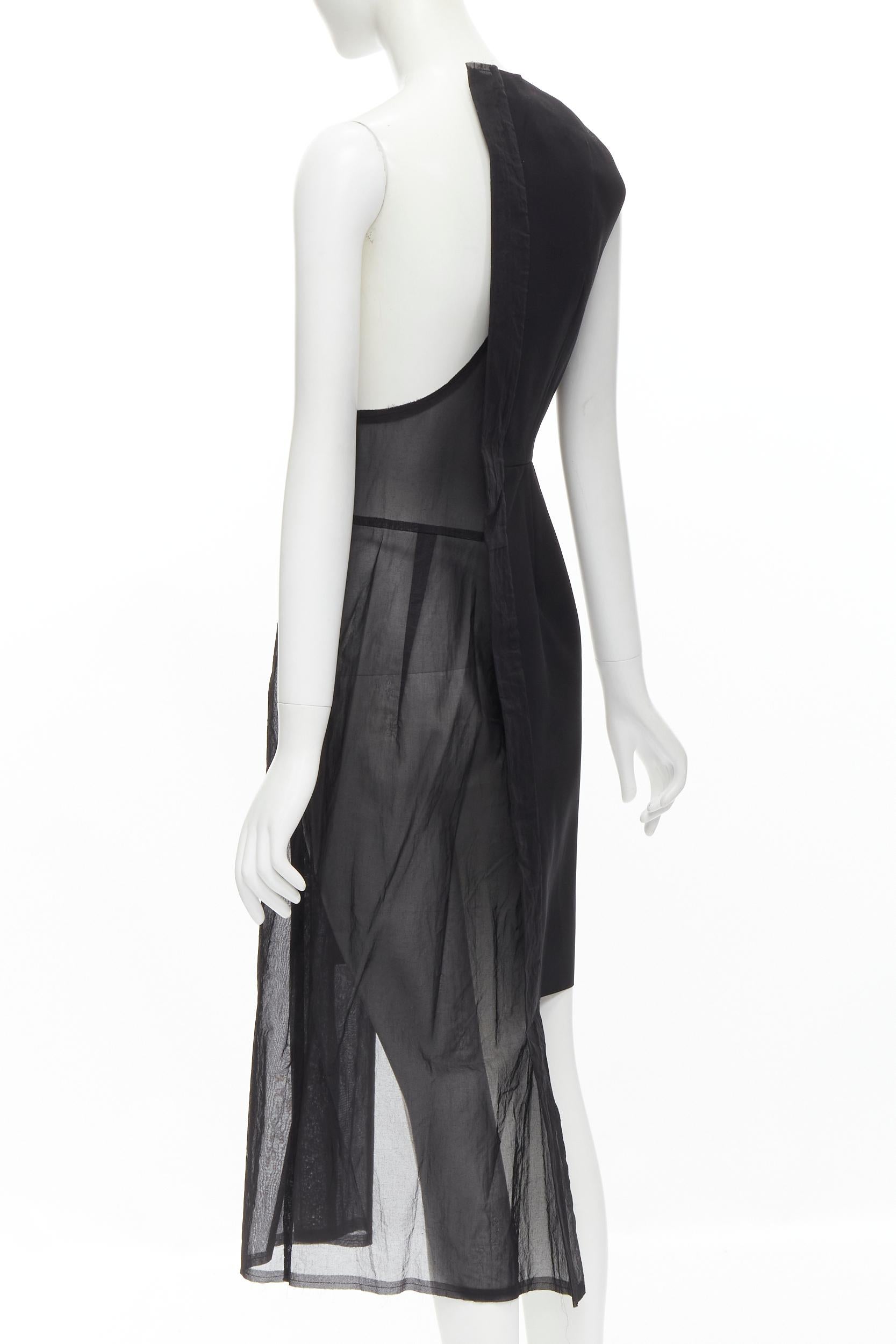 Women's COMME DES GARCONS Vintage 1988 black bi-fabric sheer deconstructed dress S For Sale