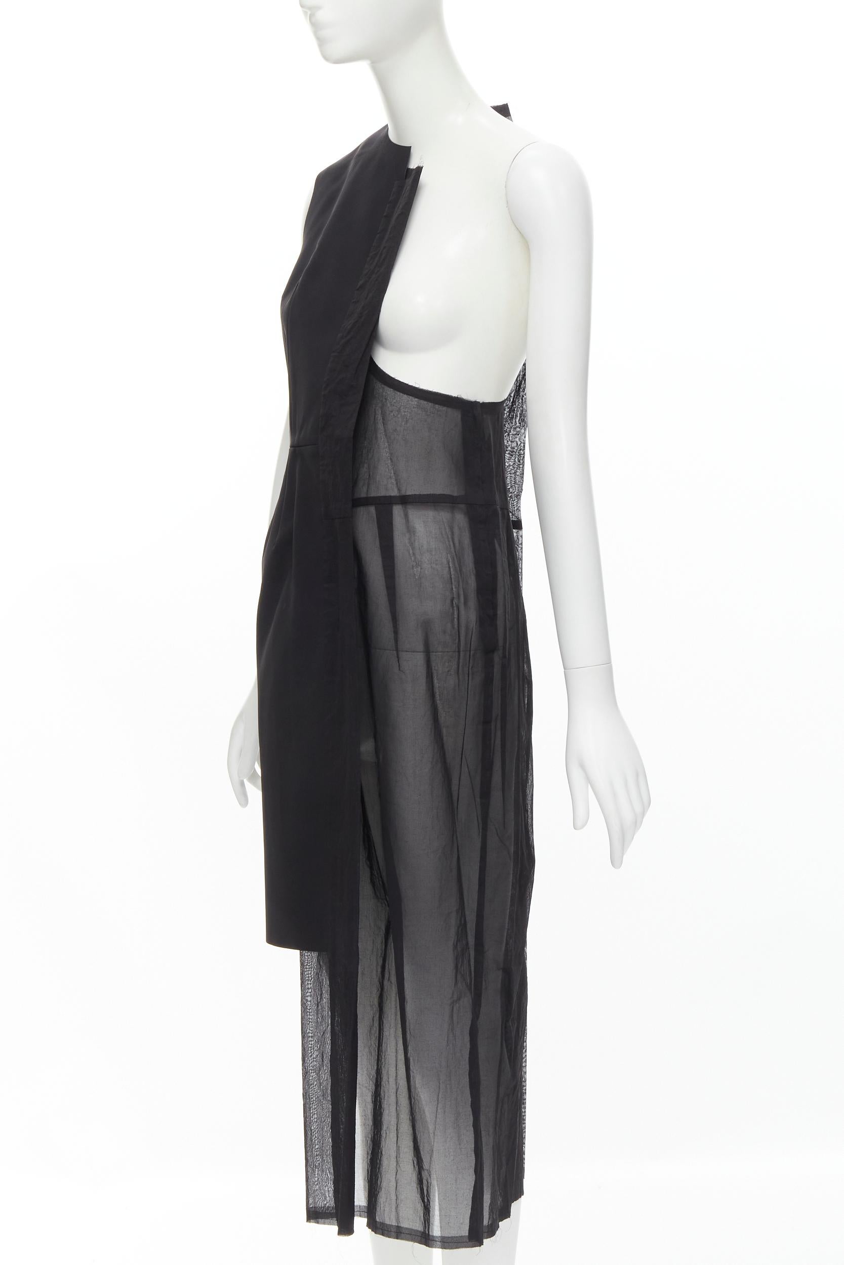 COMME DES GARCONS Vintage 1988 black bi-fabric sheer deconstructed dress S For Sale 1