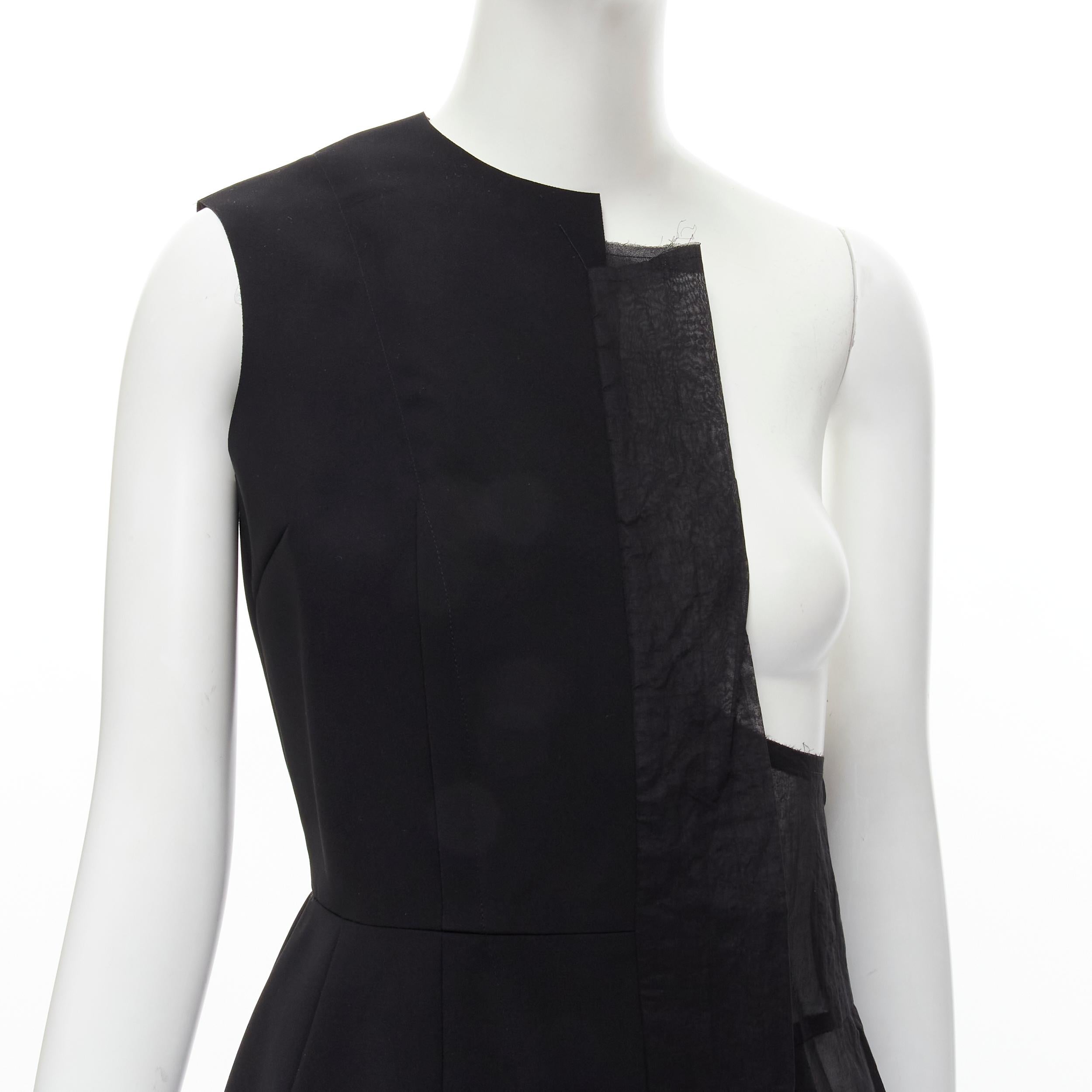 COMME DES GARCONS Vintage 1988 black bi-fabric sheer deconstructed dress S For Sale 2