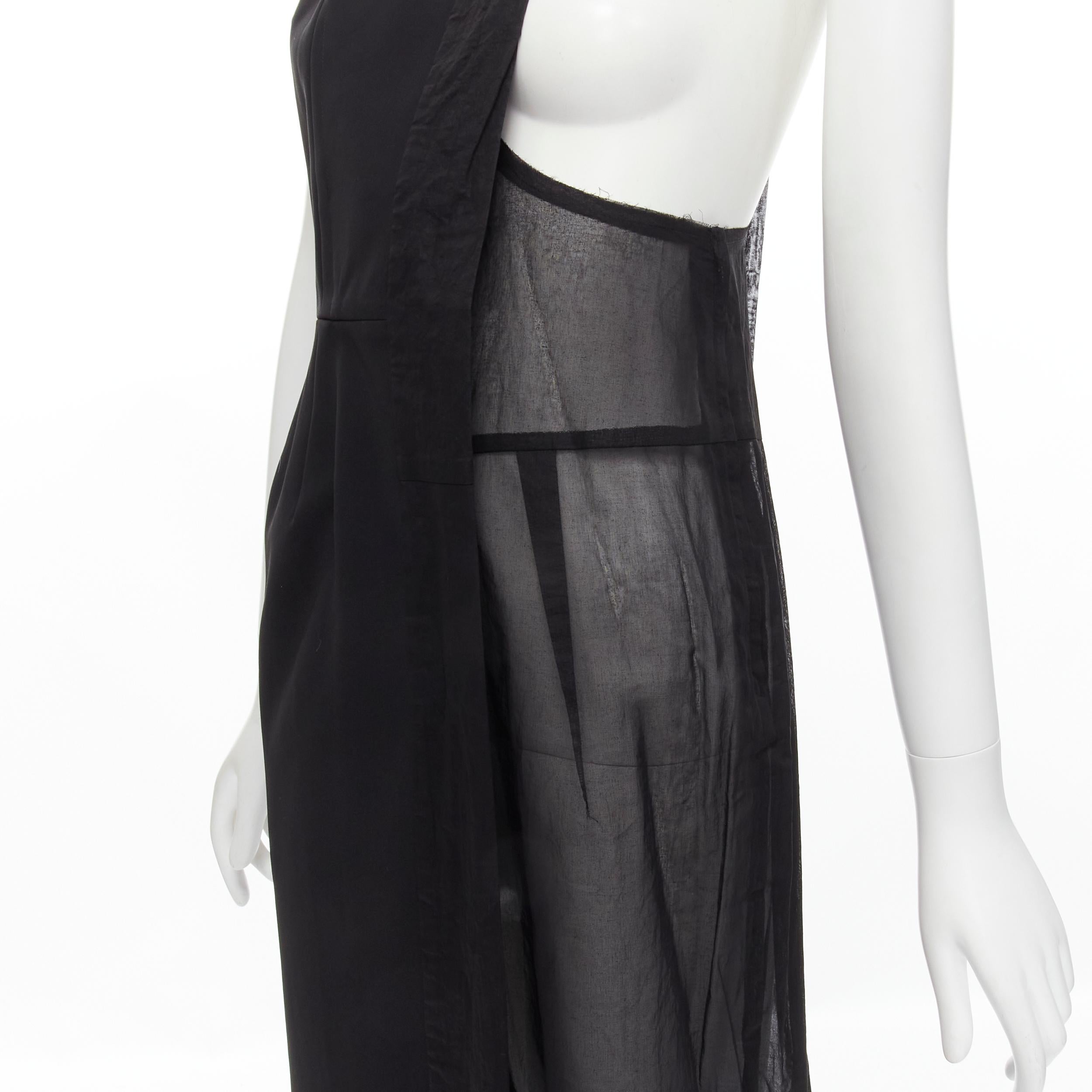 COMME DES GARCONS Vintage 1988 black bi-fabric sheer deconstructed dress S For Sale 3
