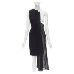 COMME DES GARCONS Vintage 1988 noir bi-tissu robe déconstruite transparente S