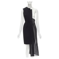 COMME DES GARCONS Vintage 1988 abito nero in bi-tessuto trasparente decostruito S