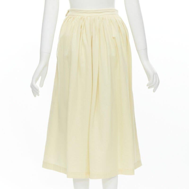 Women's COMME DES GARCONS Vintage 1988 cream wool braid black lattice embroidery skirt M For Sale