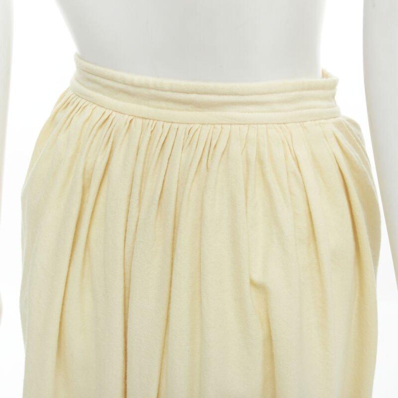 COMME DES GARCONS Vintage 1988 cream wool braid black lattice embroidery skirt M For Sale 3