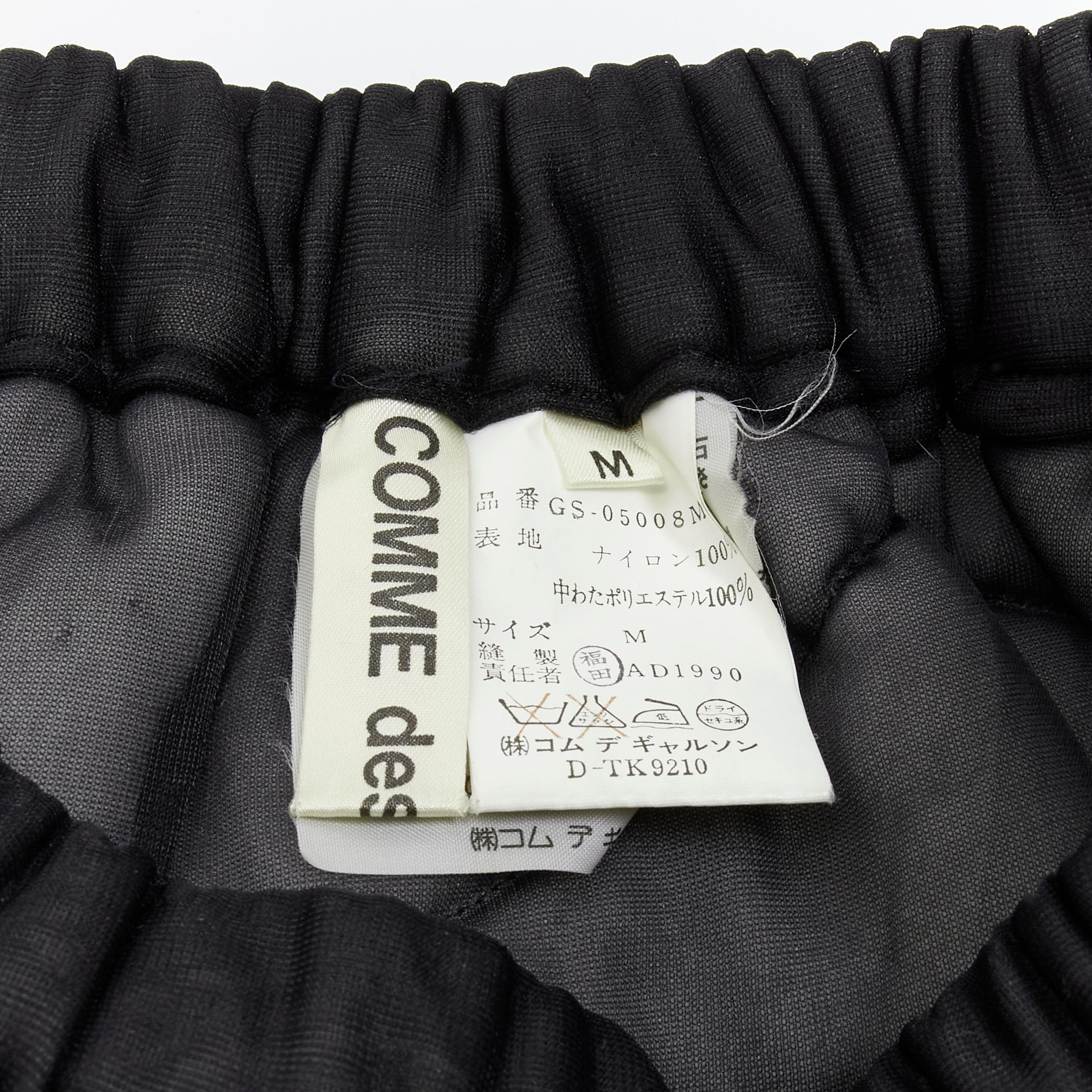 COMME DES GARCONS Vintage 1990 black sheer nylon drawstring padded puffy skirt M For Sale 4