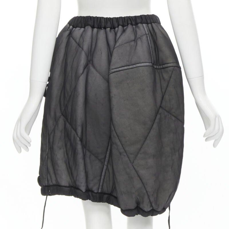 Women's COMME DES GARCONS Vintage 1990 black sheer nylon drawstring padded puffy skirt M For Sale