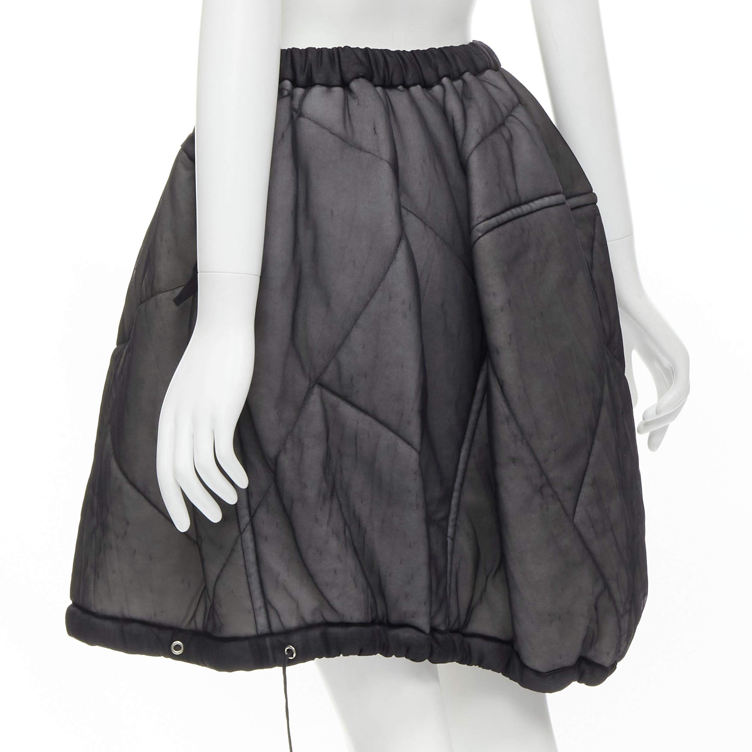 Women's COMME DES GARCONS Vintage 1990 black sheer nylon drawstring padded puffy skirt M For Sale