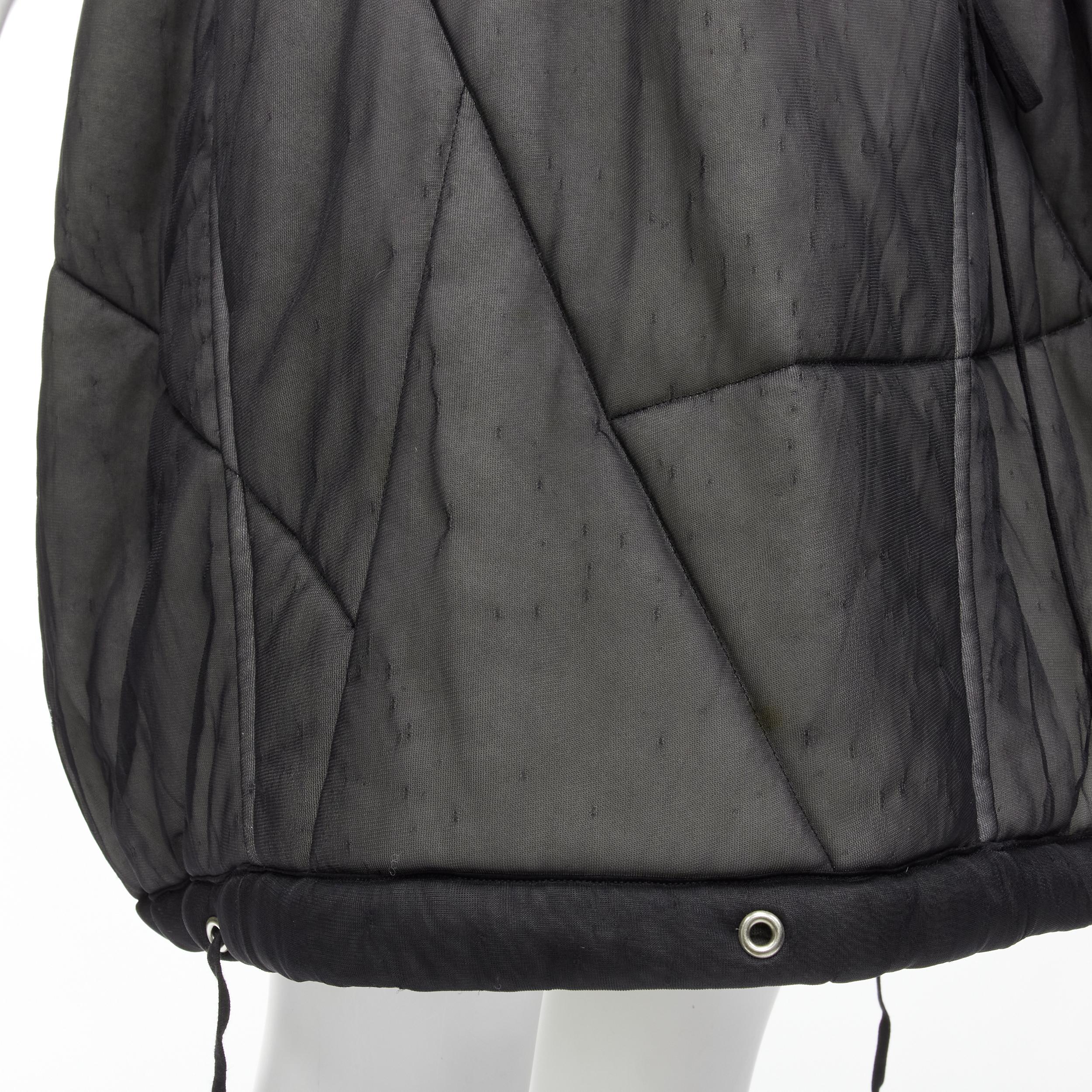 COMME DES GARCONS Vintage 1990 black sheer nylon drawstring padded puffy skirt M For Sale 3