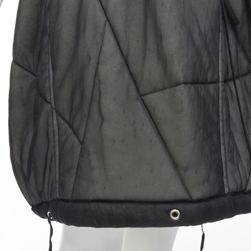 COMME DES GARCONS Vintage 1990 black sheer nylon drawstring padded puffy skirt M For Sale 4
