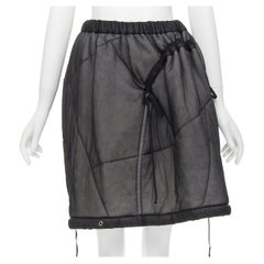 COMME DES GARCONS Vintage 1990 black sheer nylon drawstring padded puffy skirt M