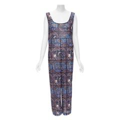 COMME DES GARCONS Vintage 1990 Church Stained Glass print jumpsuit M