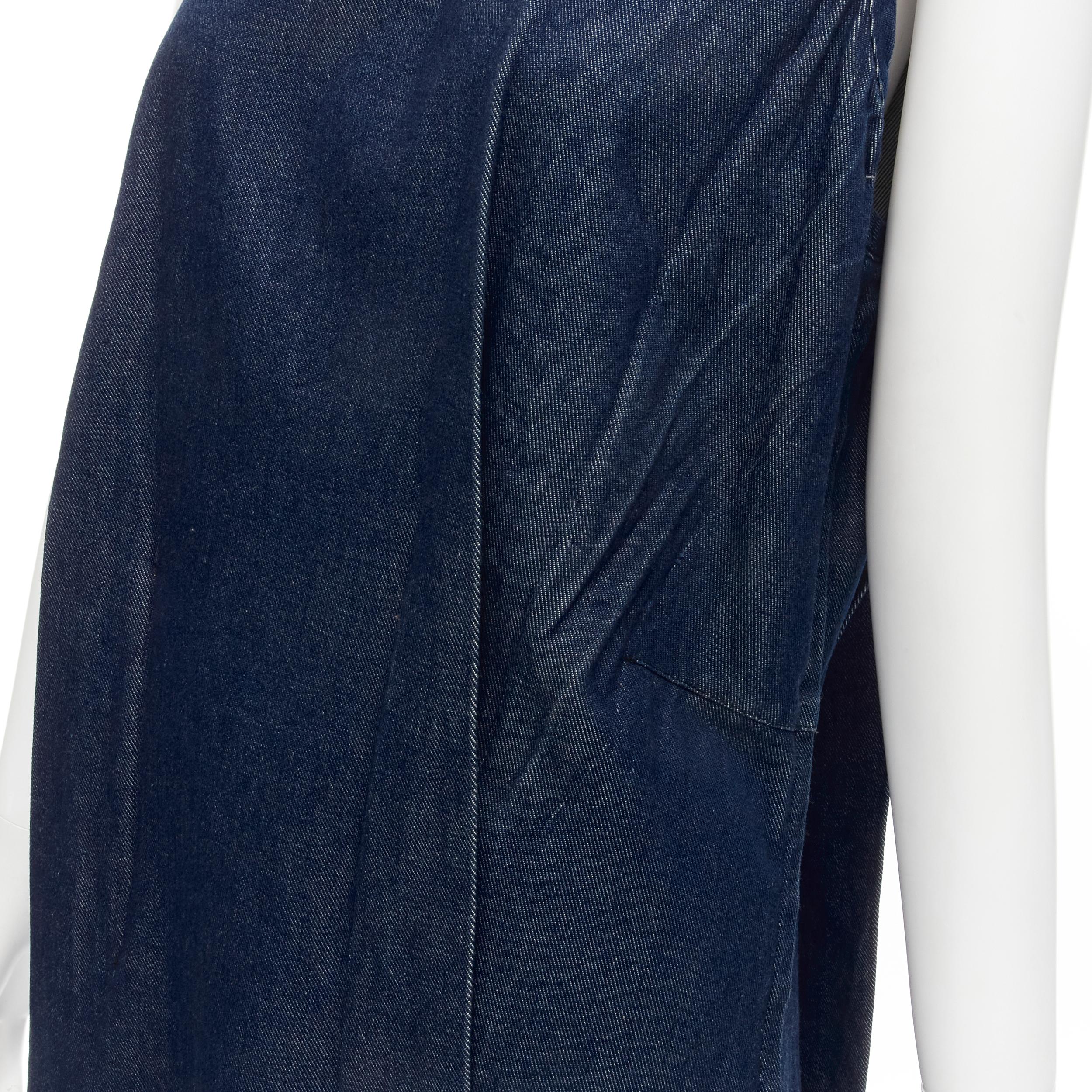 COMME DES GARCONS Vintage 1991 indigo blue denim pinched seam dress M For Sale 2