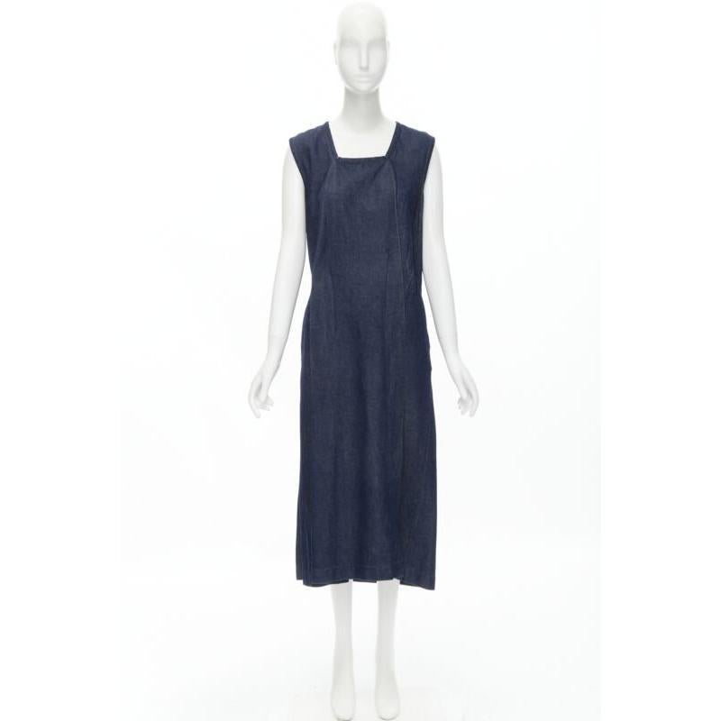 COMME DES GARCONS Vintage 1991 vaquero índigo costura pellizcada vestido cuello cuadrado M en venta 5