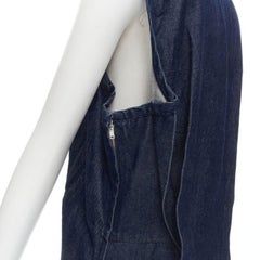 COMME DES GARCONS Vintage 1991 indigo denim pinched seam square neck dress M