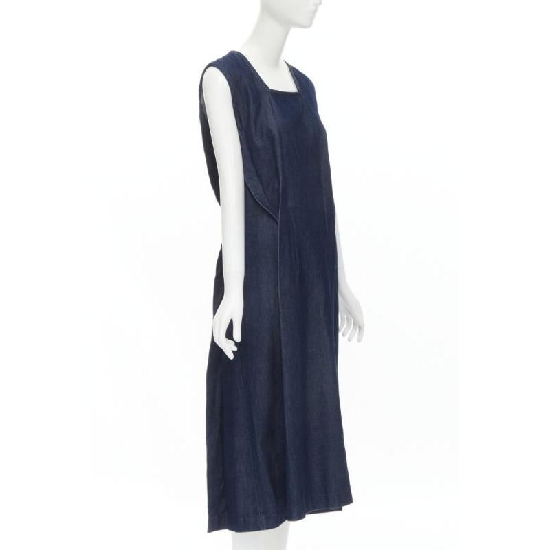 COMME DES GARCONS Vintage 1991 vaquero índigo costura pellizcada vestido cuello cuadrado M Negro en venta
