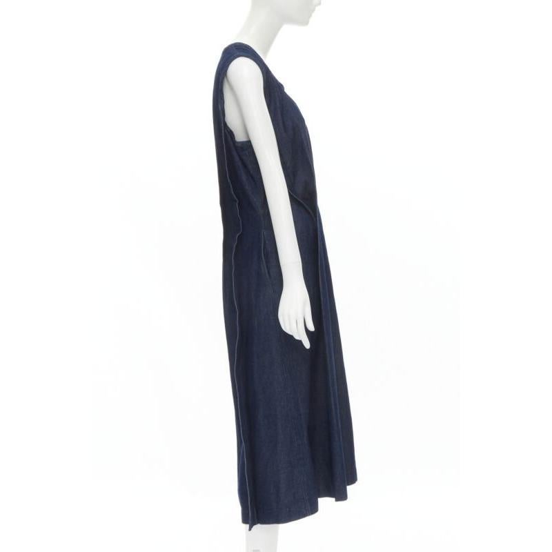COMME DES GARCONS Vintage 1991 vaquero índigo costura pellizcada vestido cuello cuadrado M en Excelente estado para la venta en Hong Kong, NT
