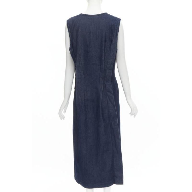 De las mujeres COMME DES GARCONS Vintage 1991 vaquero índigo costura pellizcada vestido cuello cuadrado M en venta