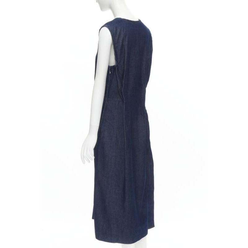 COMME DES GARCONS Vintage 1991 vaquero índigo costura pellizcada vestido cuello cuadrado M en venta 1