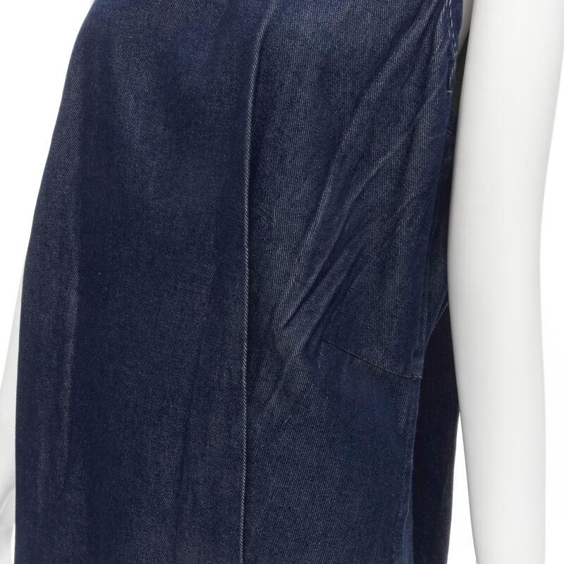 COMME DES GARCONS Vintage 1991 vaquero índigo costura pellizcada vestido cuello cuadrado M en venta 2