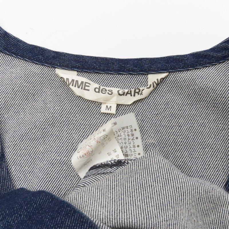 COMME DES GARCONS Vintage 1991 vaquero índigo costura pellizcada vestido cuello cuadrado M en venta 4