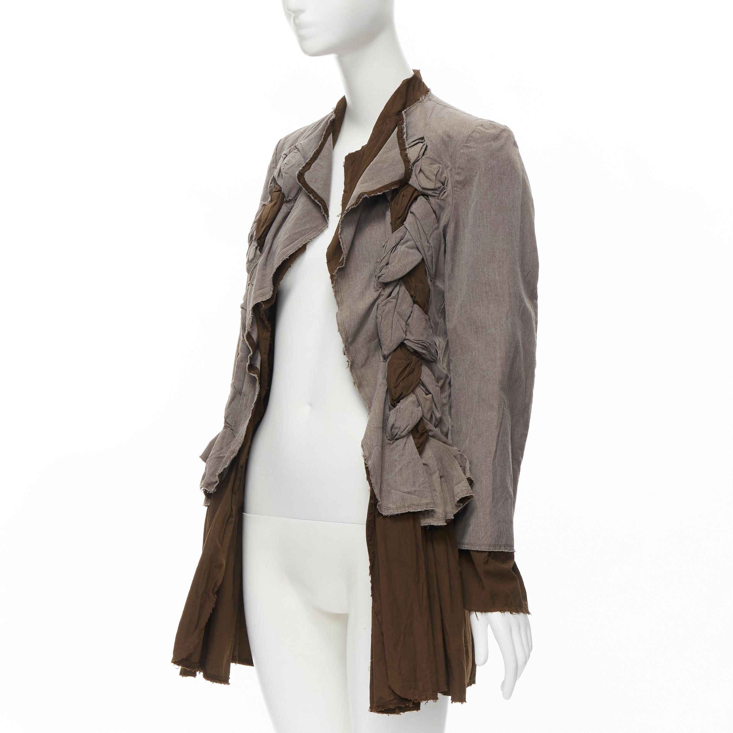COMME DES GARCONS VIntage 1992 grey brown dyed cotton twist braid jacket S For Sale 1
