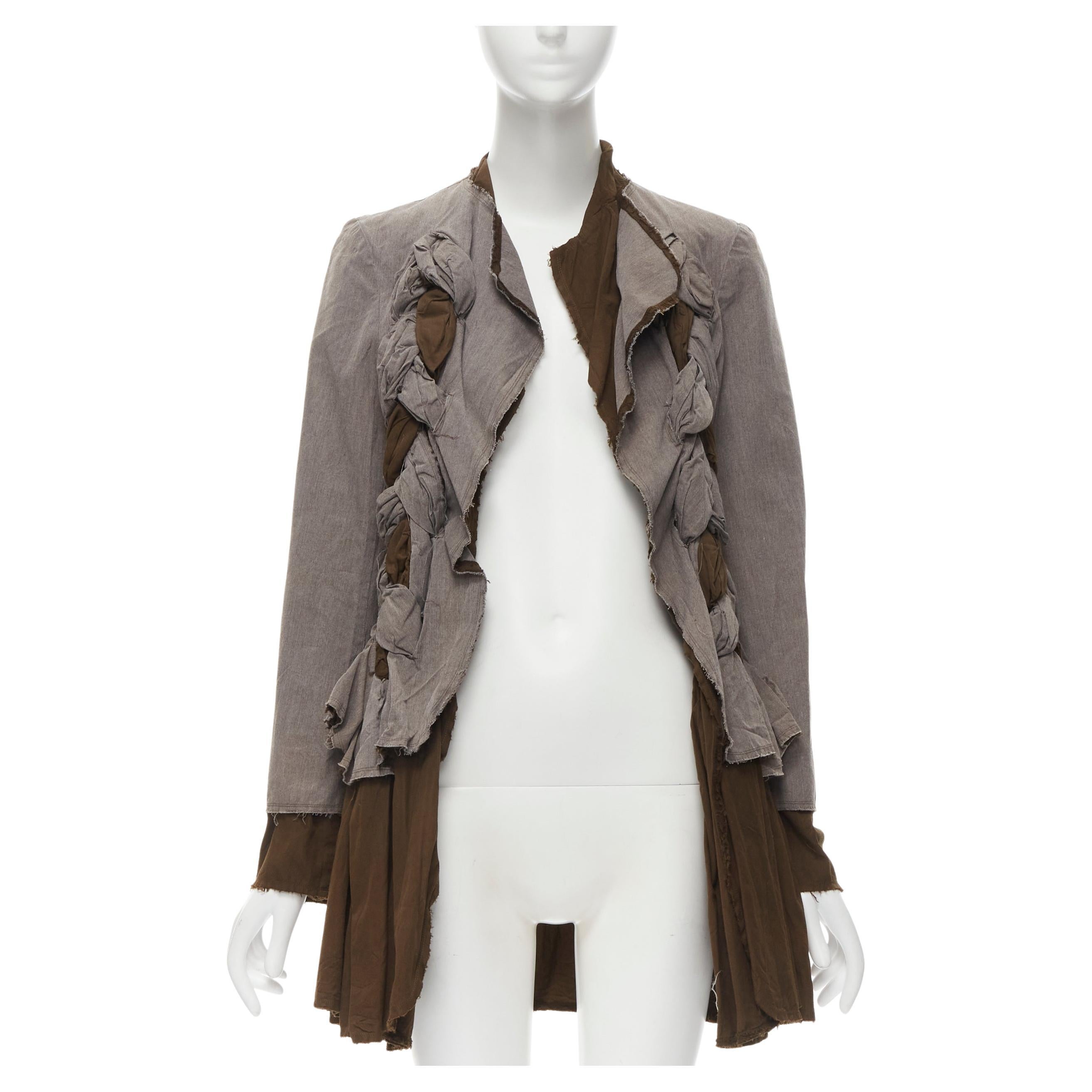 COMME DES GARCONS VIntage 1992 grey brown dyed cotton twist braid jacket S For Sale