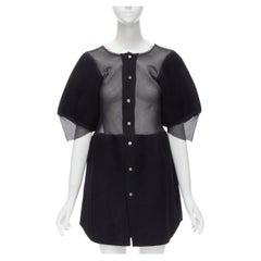 COMME DES GARCONS Vintage 1993 black sheer structured heavy wool insert dress