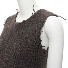COMME DES GARCONS Vintage 1994 boiled wool tweed raw frayed edge midi dress M