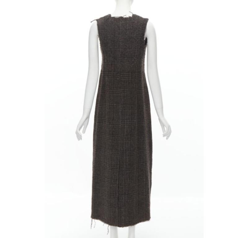 De las mujeres COMME DES GARCONS Vintage 1994 lana hervida tweed crudo borde deshilachado vestido midi M en venta