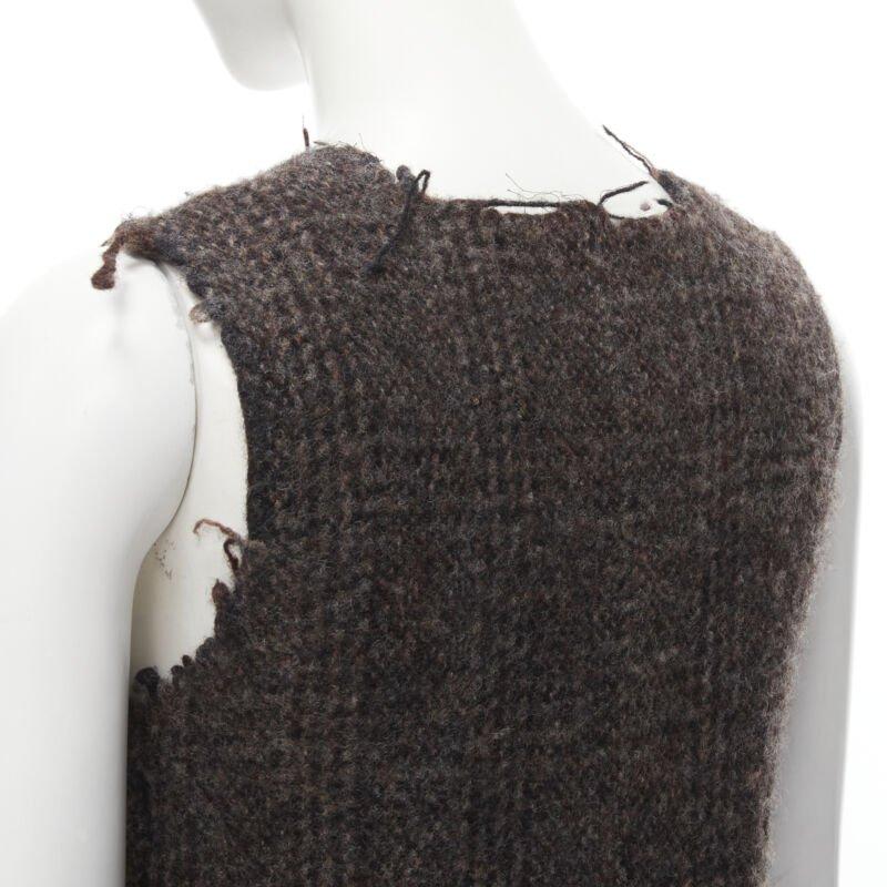 COMME DES GARCONS Vintage 1994 lana hervida tweed crudo borde deshilachado vestido midi M en venta 2