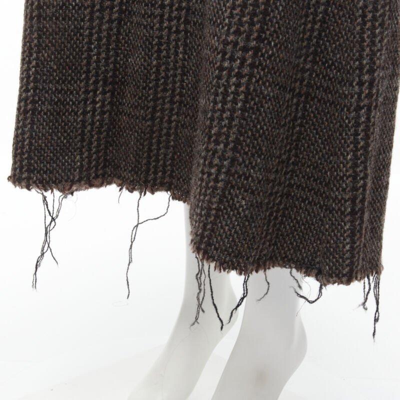 COMME DES GARCONS Vintage 1994 lana hervida tweed crudo borde deshilachado vestido midi M en venta 3