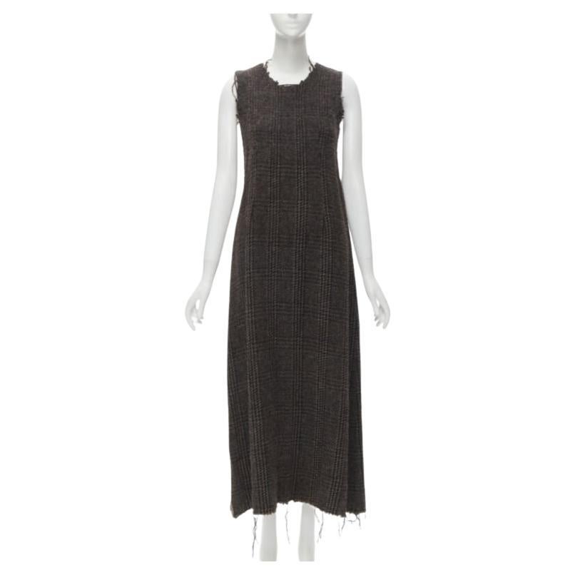 COMME DES GARCONS Vintage 1994 robe midi en tweed de laine bouillie à bords effilochés M