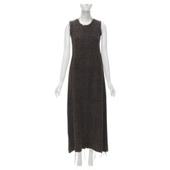 COMME DES GARCONS Vintage 1994 abito midi in lana cotta e tweed con bordo sfrangiato M.