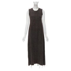 COMME DES GARCONS Vintage 1994 check boiled wool tweed raw frayed midi dress M