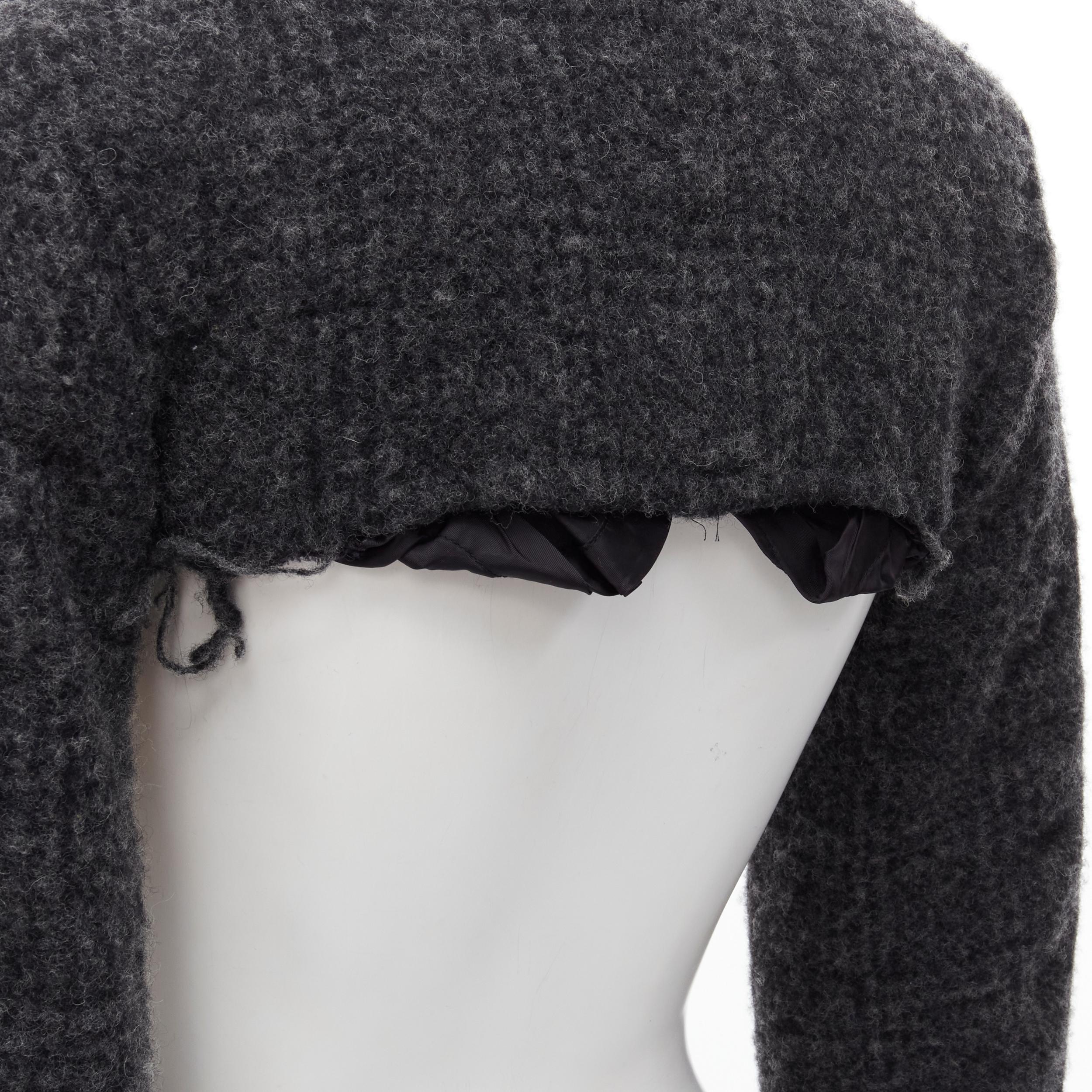 COMME DES GARCONS Vintage 1994 grey heavy wool tweed cut off cropped jacket S 2