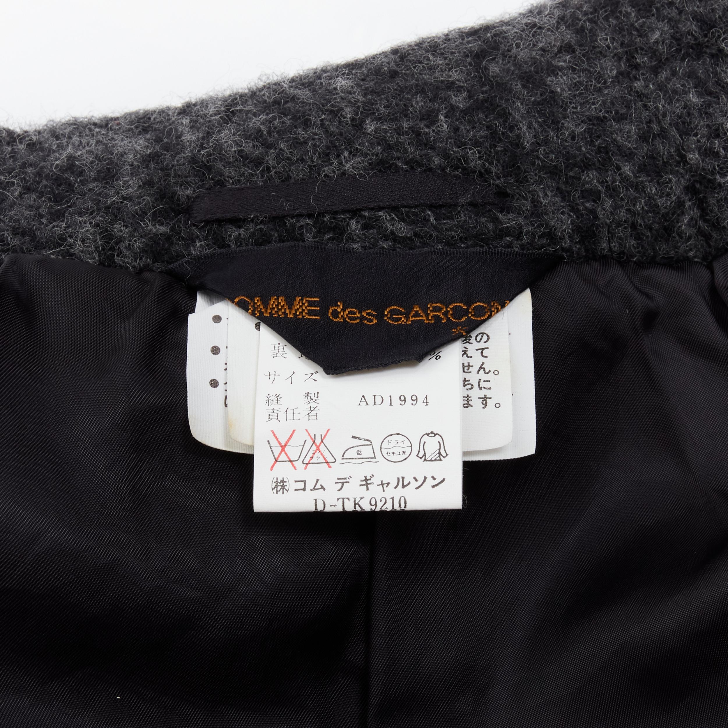 COMME DES GARCONS Vintage 1994 grey heavy wool tweed cut off cropped jacket S 4