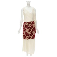 COMME DES GARCONS Vintage 1996 Runway beige red velvet devore wrap dress M