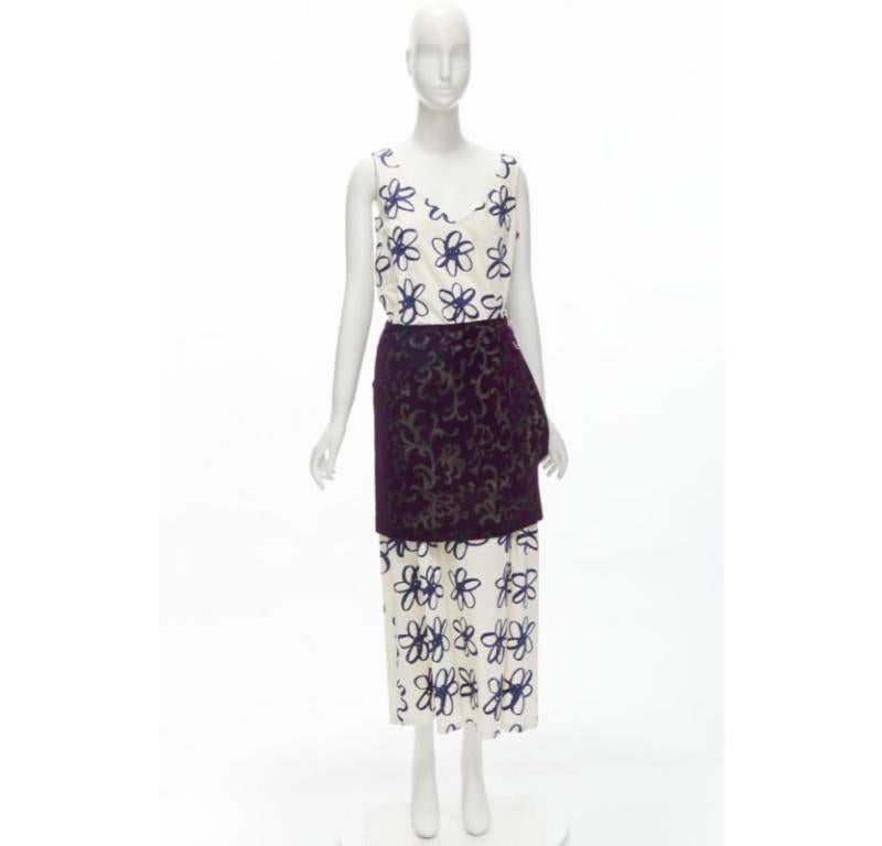 COMME DES GARCONS Vintage 1996 Runway blue purple velvet devour wrap dress M For Sale 6