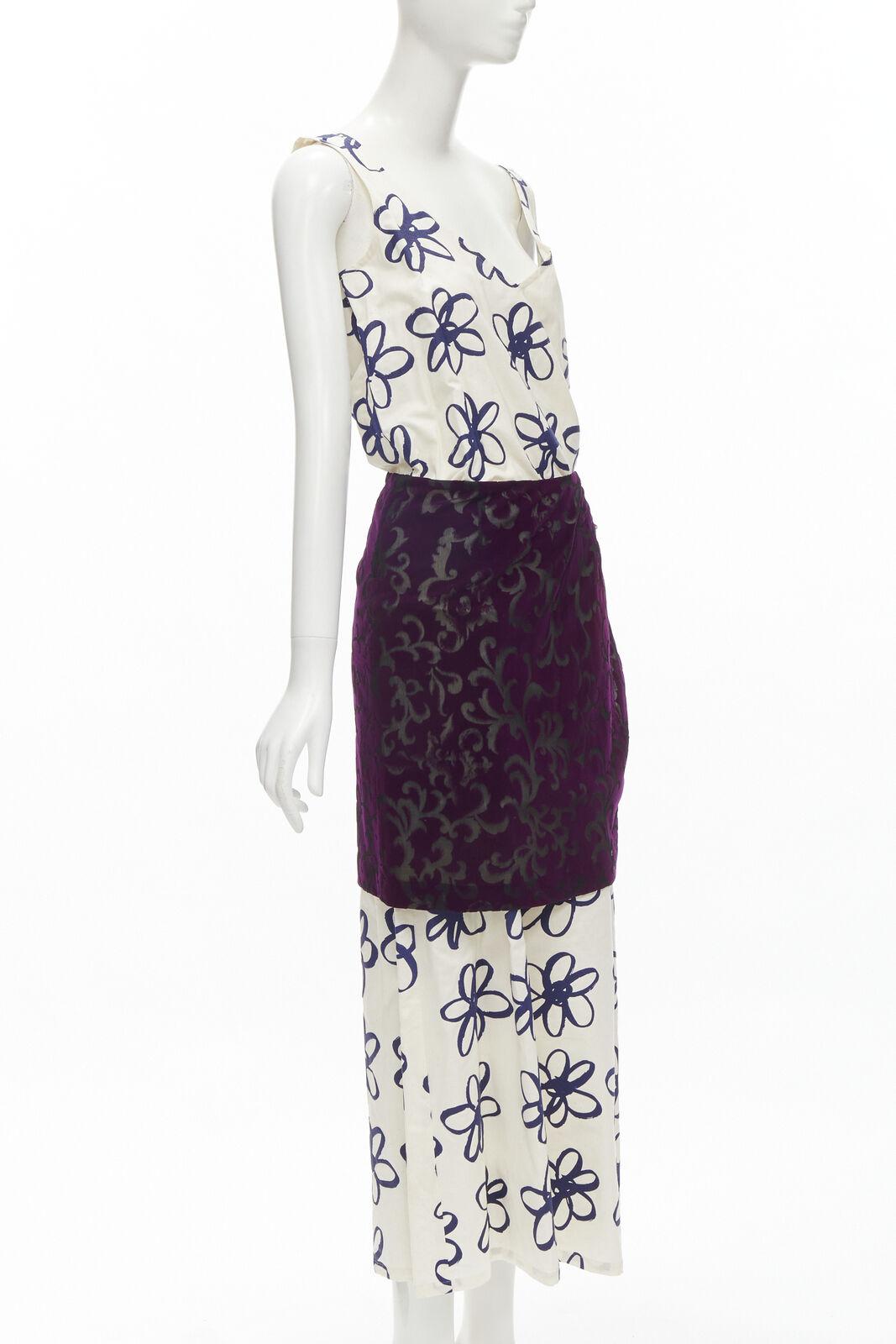 Gray COMME DES GARCONS Vintage 1996 Runway blue purple velvet devour wrap dress M For Sale