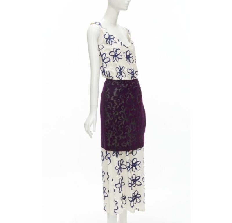 Gray COMME DES GARCONS Vintage 1996 Runway blue purple velvet devour wrap dress M For Sale