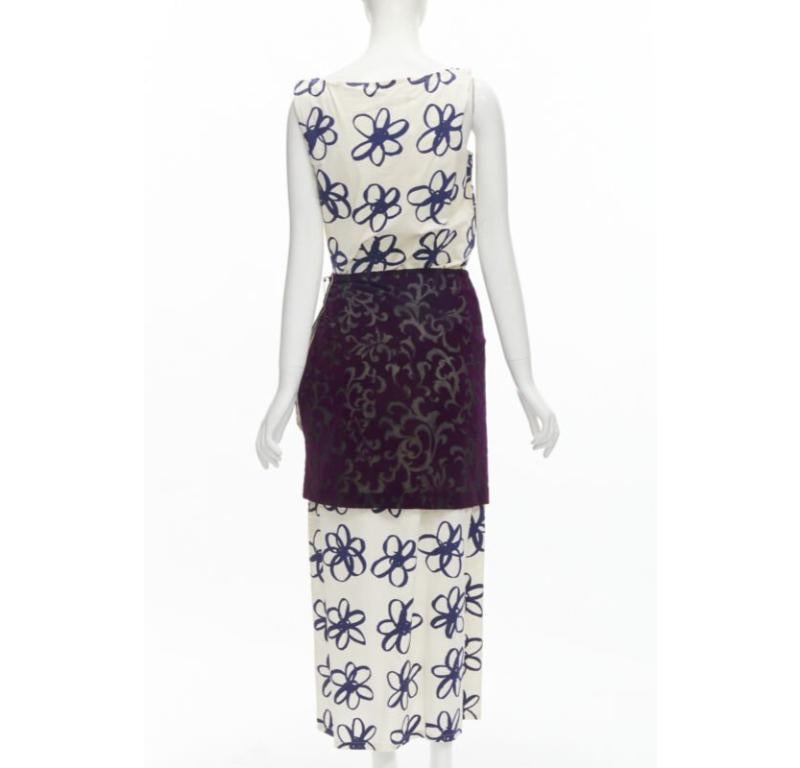 Women's COMME DES GARCONS Vintage 1996 Runway blue purple velvet devour wrap dress M For Sale