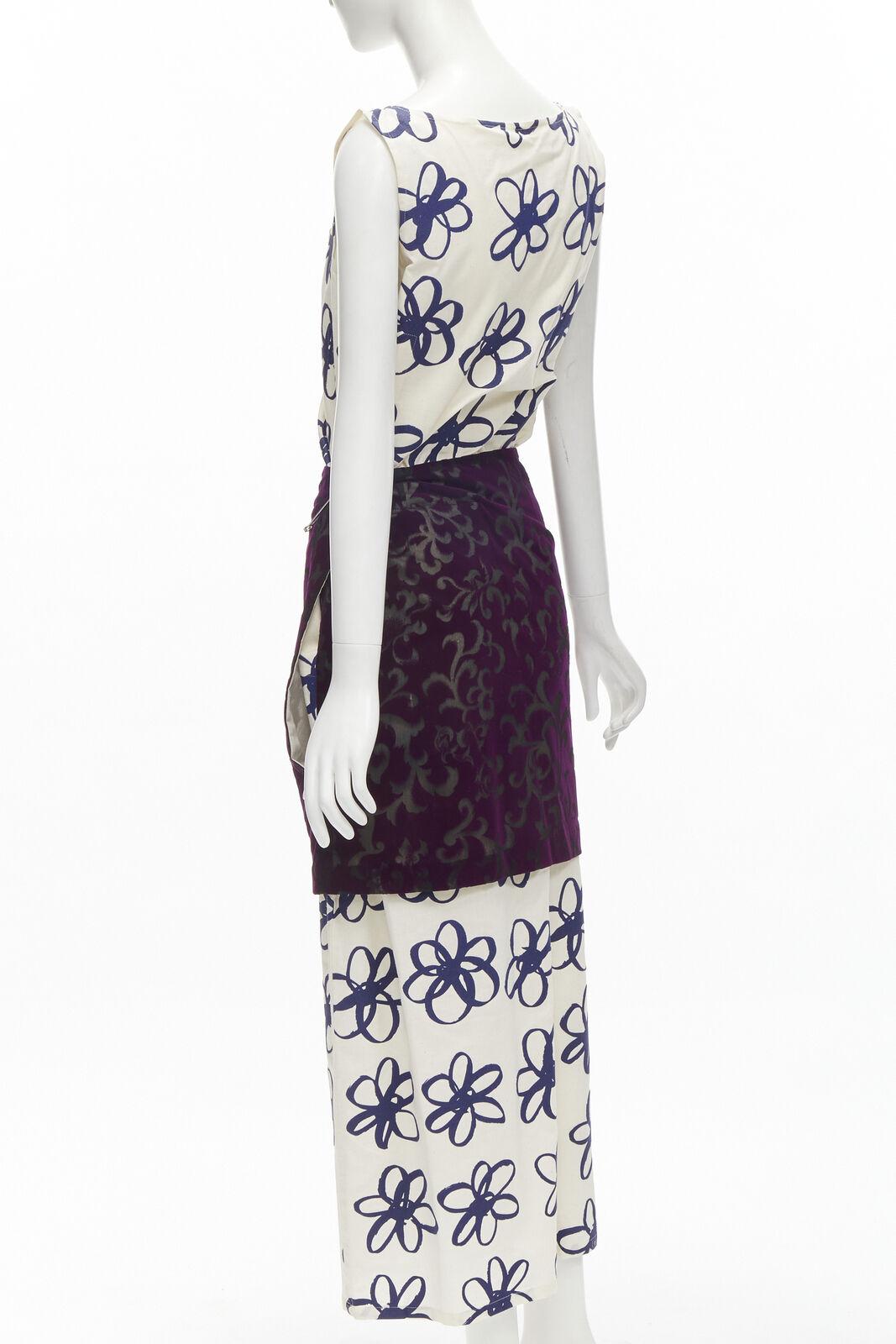 COMME DES GARCONS Vintage 1996 Runway blue purple velvet devour wrap dress M For Sale 1