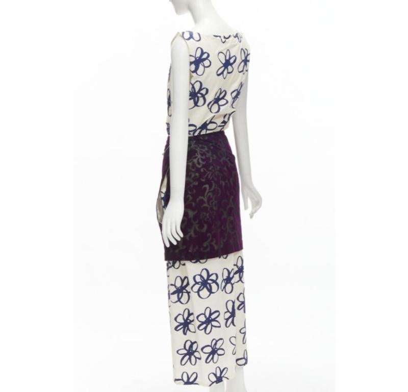 COMME DES GARCONS Vintage 1996 Runway blue purple velvet devour wrap dress M For Sale 1
