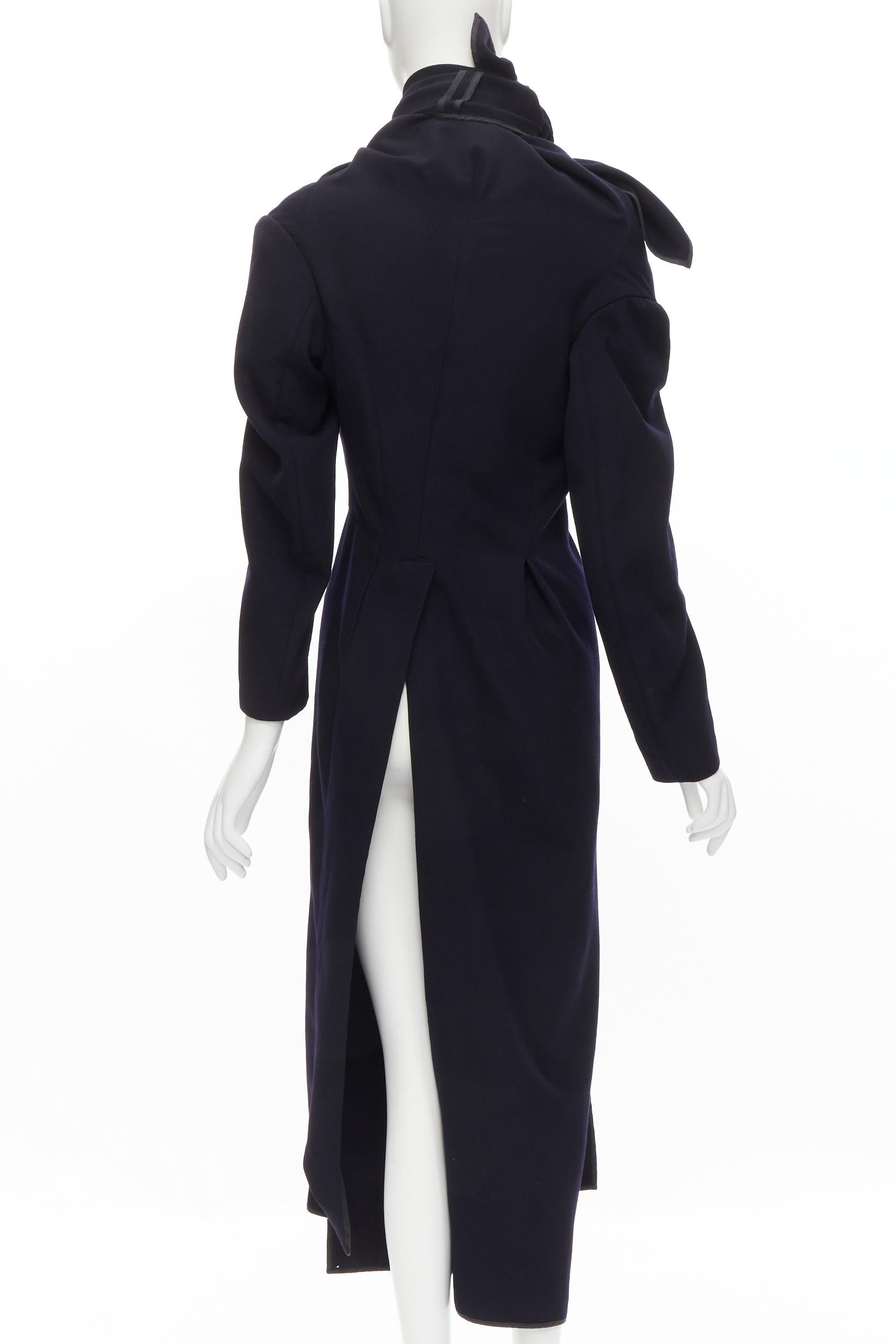Women's COMME DES GARCONS Vintage 1999 Runway dark navy wrapyped draped coat S