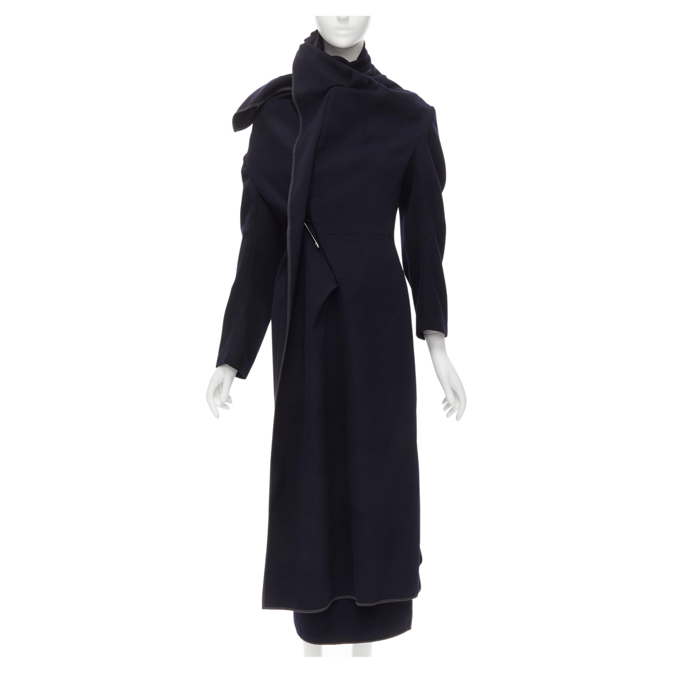 COMME DES GARCONS Vintage 1999 Runway dark navy wrapyped draped coat S For  Sale at 1stDibs