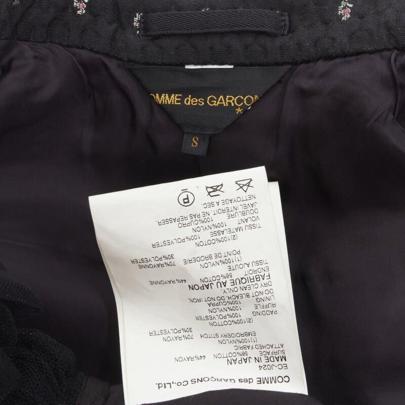 COMME DES GARCONS Vintage 2001 Runway black velvet floral mesh  tulle blazer S 6