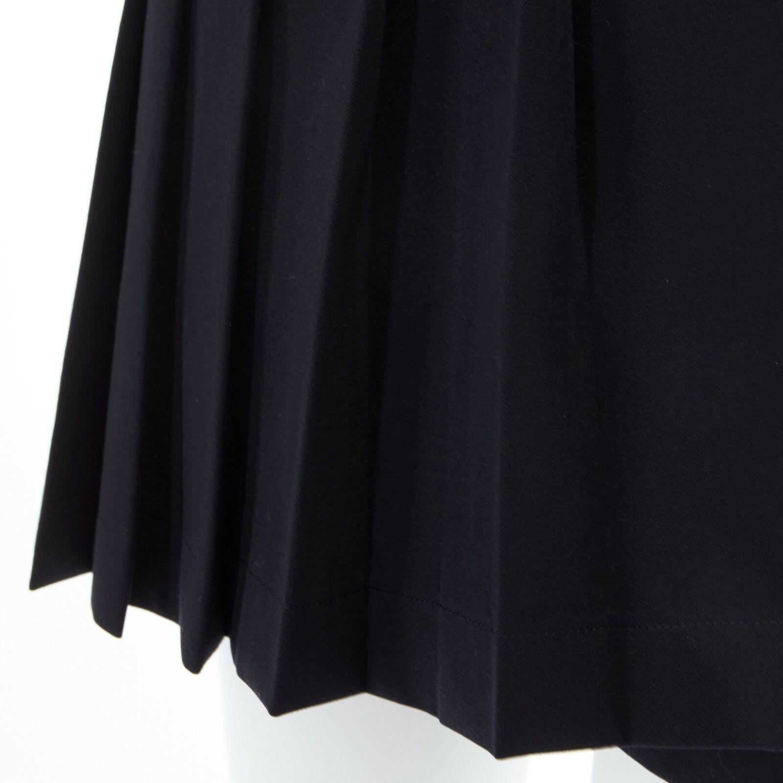 COMME DES GARCONS Vintage AD1989 black wool pleated dual buckle wrap skirt M 26