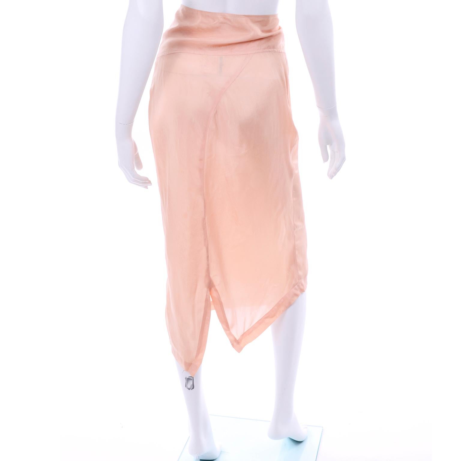 Orange Comme des Garçons Vintage Asymmetrical Peach Rayon Skirt For Sale