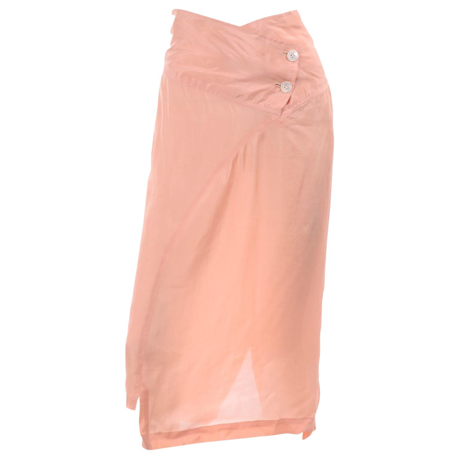 Comme des Garçons Vintage Asymmetrical Peach Rayon Skirt For Sale