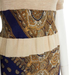 COMME DES GARCONS Vintage AW1993 beige paisley fabric patchwork lace hem dress S